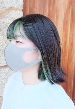 インナーカラー　ミントグリーン